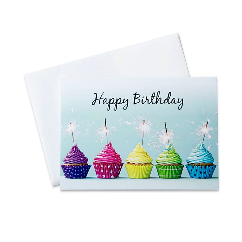 CEO Cards - Birthday Greeting Cards (Cupcake Sparklers), 5x7 Inches, 25 Cards & 26 White Envelopes (B1605) - Image 1